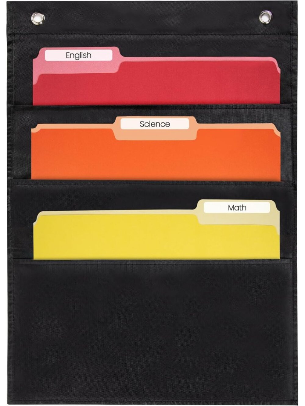 3 Pocket File Pocket Chart, Black, 14" Wide x 19.5" Tall